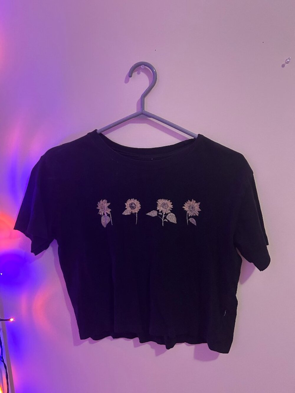 Black Sunflower Crop Top